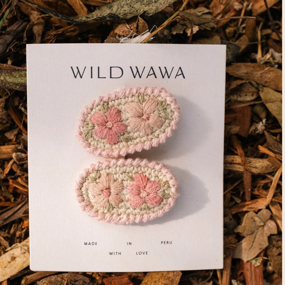 Wild Wawa Pink Floral Hair Clips